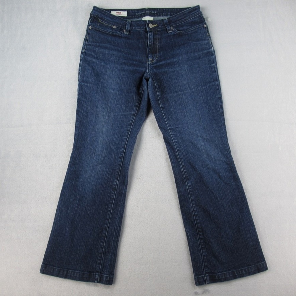Banana Republic Urban Wide Leg Jeans Womens 08S Blue Dark Wash Low Rise Flare